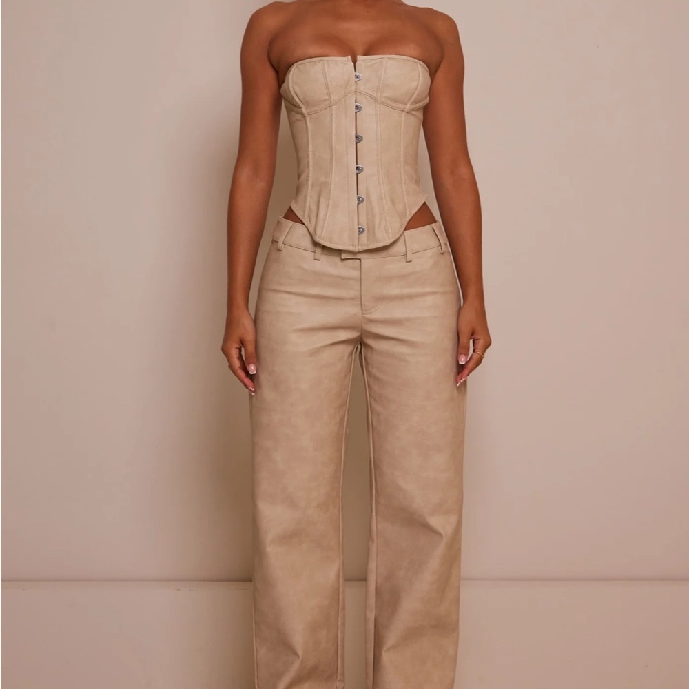 Mars the Label cream leather corset and trousers set